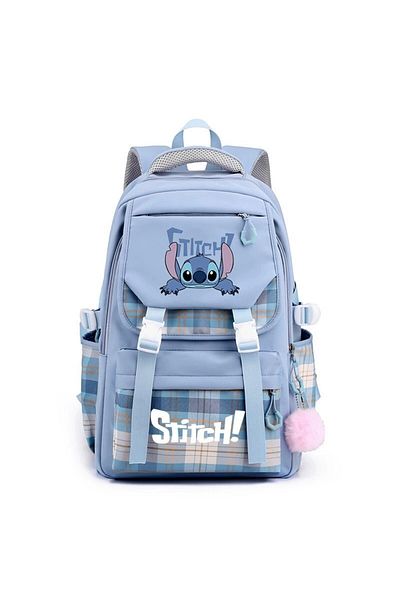 Petityu Stitch Large Size Plaid Detail Loose Pocket Bag Primary School Middle School High School Stitch Bag