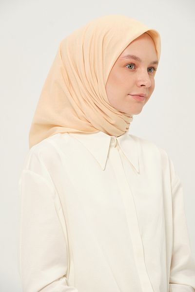 Madame Polo Τετράγωνο κασκόλ Poly Coton Ανοιχτό χρυσό βαμβακερό αναπνεύσιμο ύφασμα