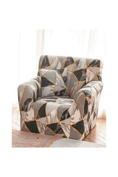JOJO HOME Elastic Cover for Armchair, Jojo Home, Abstract Print, M1, 90x140cm, Gray Marble