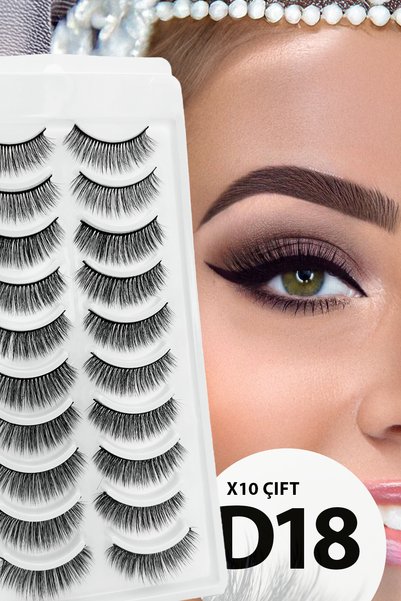 ruby face Doğal Görünümlü İpek Bütün 10lu Takma Kirpik Seti- 10 Çift Gerçek T...