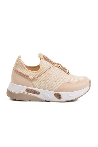 AYAKMOD Beige Anorak Stone Embroidered Women's Casual Shoes 702498 Z