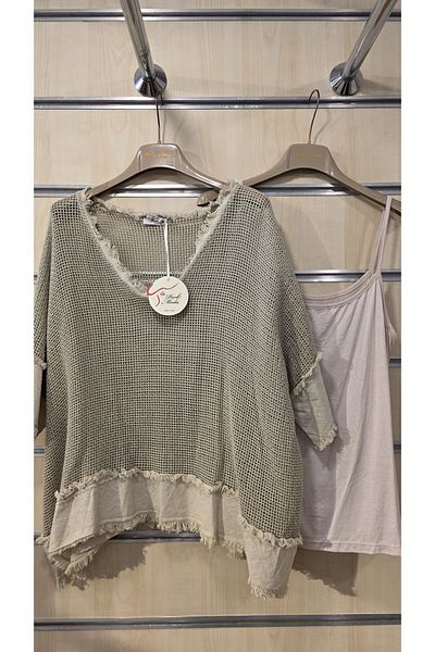 Park Moda Ιταλική μπλούζα 2 τεμαχίων με λεπτομέρεια με κρόσσια
