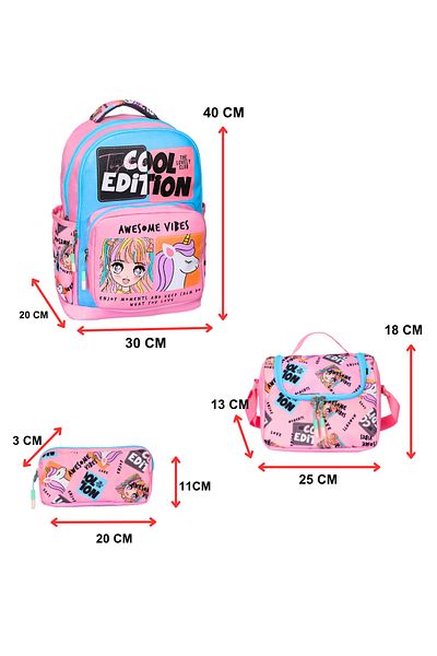 Lifonbag Unisex Children's School Bag Set Lunch Box and Pen Holder