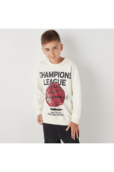 Juniors Graphic Print Sweatshirt with Long Sleeves