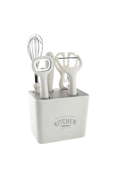 OEM Set Ustensile Bucatarie Premium 6 Piese, Cutit Multifunctional, Deschizator, Peeler, Foarfeca, Supor