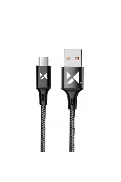 WOZINSKY Cablu USB microUSB împletit puternic, 2.4A, 1m, negru