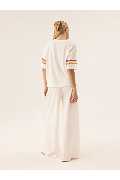 Bloovii Women's Pajama 2-Piece Set Oversize T-Shirt & Long Pants Retro 90's 100% Cotton | Forever