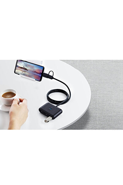 Ugreen 4w1 HUB adapter rozdzielacz USB-A/C na 4x USB 3.0 5Gb/s 1m czarny