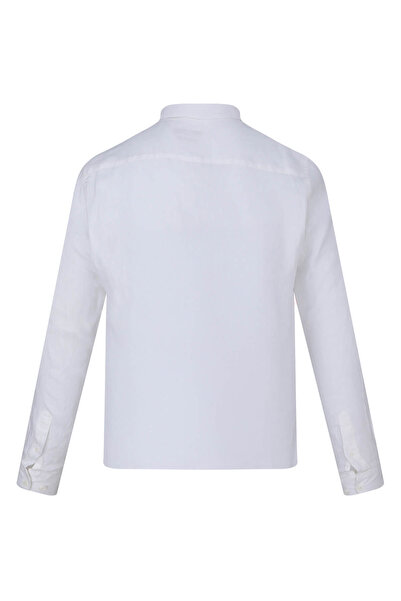 Hatemoğlu Біла сорочка Comfort Fit 100% льон з ґудзиками на комірі та довгими рукавами