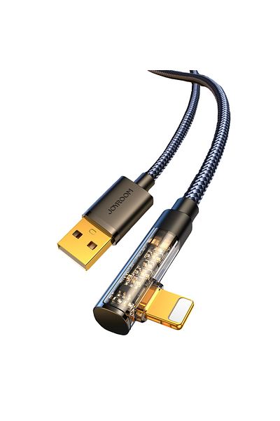 Joyroom Cablu de încărcare și transfer de date iPhone Lightning la USB, unghiular, 2.4A, 1.2m, negru