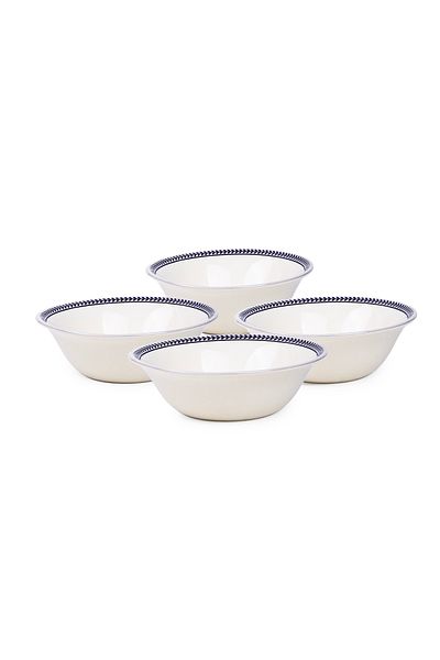 Claytan Callista 6.2 inch Porcelain Cereal & Breakfast Bowl (Purple & White, Set Of 4)