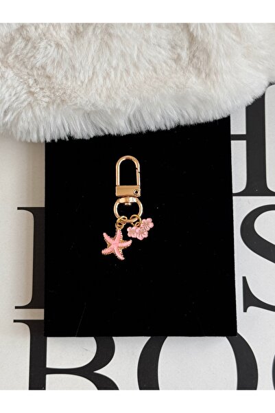 WhimsyWhite Pembe anahtarlık çanta süsü charm altın kaplama cüzdan charm