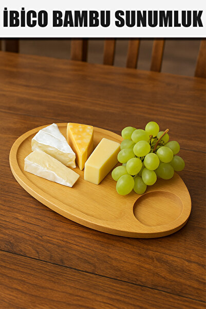 ibico Oval 2-Section Wooden Bamboo Presentation Plate