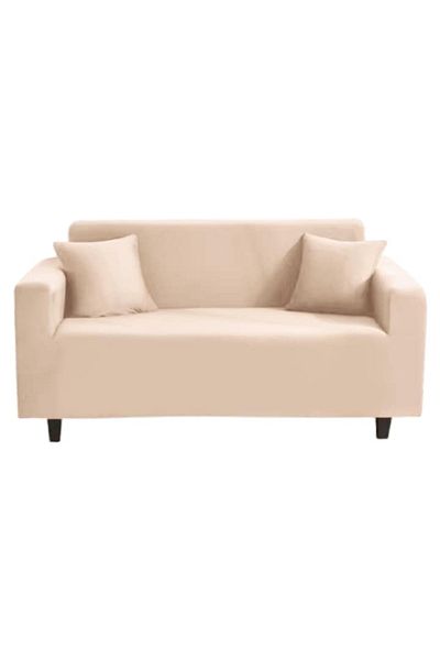 OEM Husă elastică pentru canapea, Uni, 2 locuri, 140x180 cm, crem