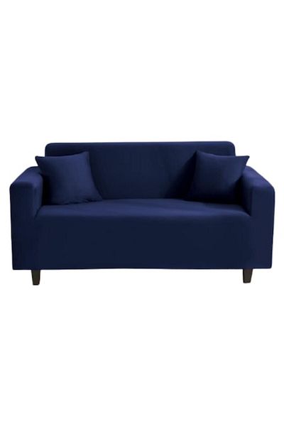 OEM Husă elastică pentru canapea, Uni, 2 locuri, 140x180cm, bleumarin