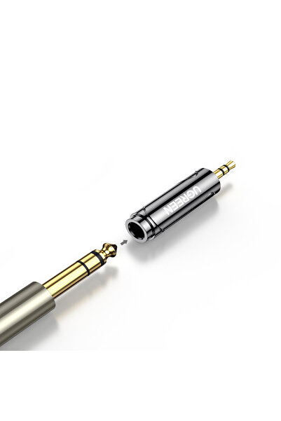 Ugreen Adapter przejściówka audio 3.5mm (męski) na 6,35mm mini jack (żeński) szary