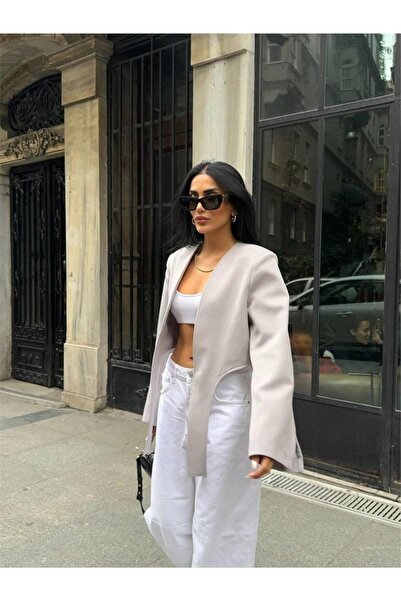 Arben Boutique JACHETĂ CROP CU COADA DE LEGARE - Gri