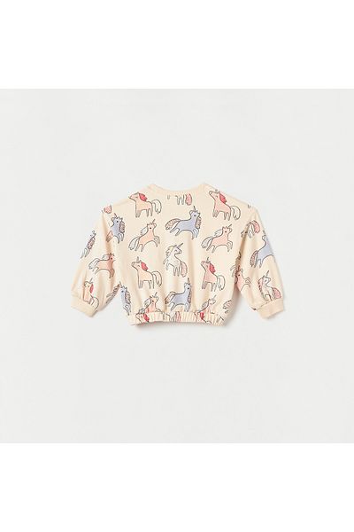 Juniors All-Over Unicorn Print Sweatshirt with Long Sleeves