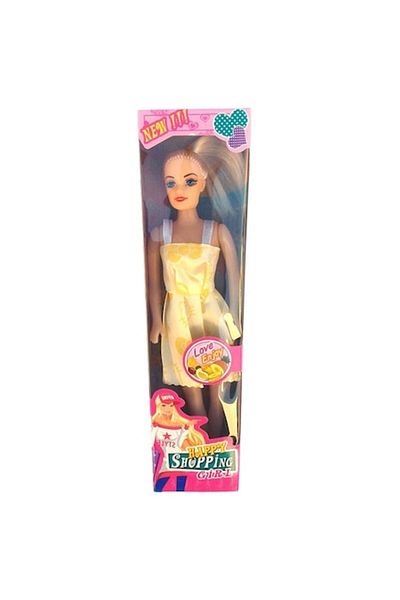 OEM Plastic Doll 'Happy Shopping Girl', Yellow, 7x29 cm