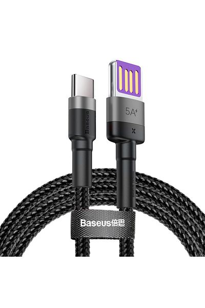 Baseus Wytrzymały Kabel przewód USB USB-C 40W Quick Charge 3.0 QC 3.0 1m szaro-czarny
