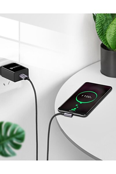 Ugreen Cablu USB cu mufă laterală înclinată - USB-C 1m 3A gri