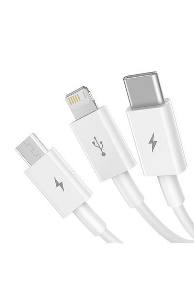 Baseus Superior 3w1 kabel USB Iphone Lightning USB-C microUSB 3.5 A 1.5 m Biały