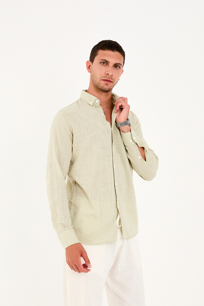 No Way Ανδρικό πουκάμισο Regular Fit 100% βαμβακερό λινό Biem