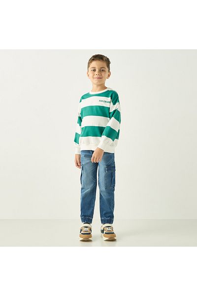 Juniors سويت شيرت مخطط بأكمام طويلة
