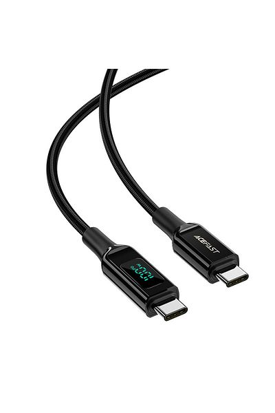 Acefast Cablu împletit cu ecran LED USB-C 100W 20V 5A 2m negru