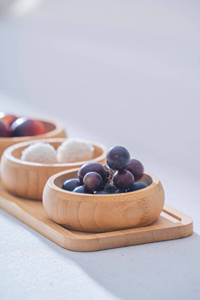 ACAR Set of 3 Presentation Bowls with Bamboo Tray