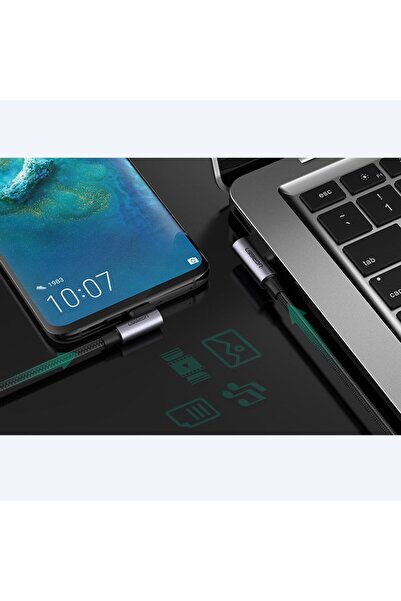 Ugreen Cablu împletit unghiular USB - USB-C Quick Charge 3.0 0.5m gri