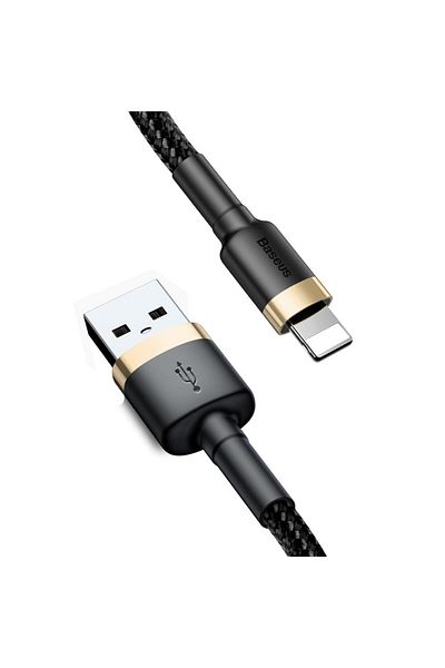 Baseus Wytrzymały nylonowy kabel przewód USB Iphone Lightning QC3.0 2A 3M czarno-złoty