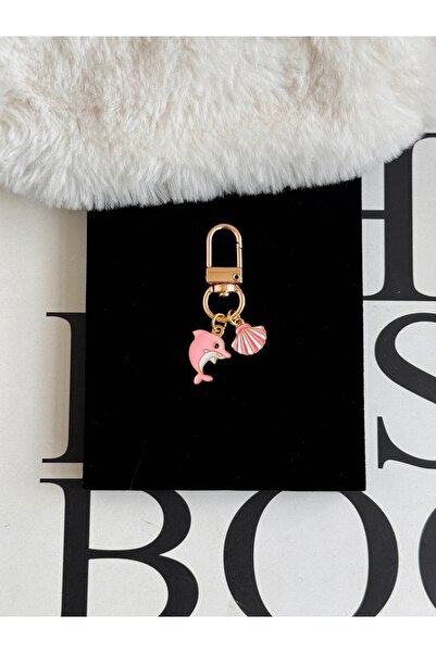 WhimsyWhite حقيبة مفاتيح وردية اللون، حلية محفظة مطلية بالذهب