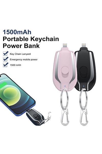 unbranded 1500mAh Keychain Power Bank Fast Charging Mini Mobile Phone Charger for iPhone