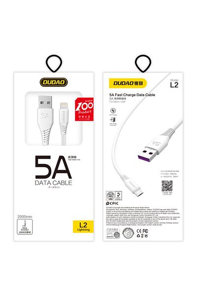 DUDAO Cablu iPhone USB - Lightning 5A 2m Alb