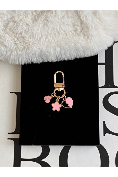 WhimsyWhite Pembe anahtarlık çanta süsü charm altın kaplama cüzdan charm