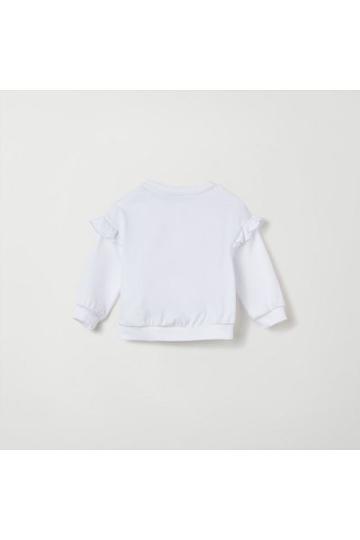 Juniors Graphic Print Sweatshirt with Ruffle Detail