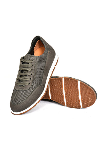 Tuna Genuine Nubuck Leather/Textile Khaki Men's Sneaker Shoes - X241336