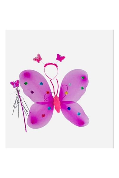 OEM Set butterfly costume for kids, 3 pieces, wings, wand, and headband, LED light up wings, pink