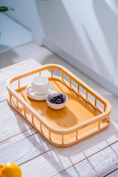 ACAR Bamboo Rectangular Tray - 38 cm