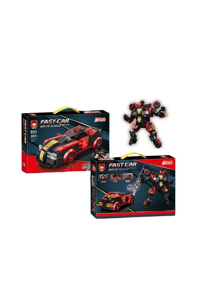 CHIRASO Set de constructie Masina sport - Robot, 287 piese, rosu