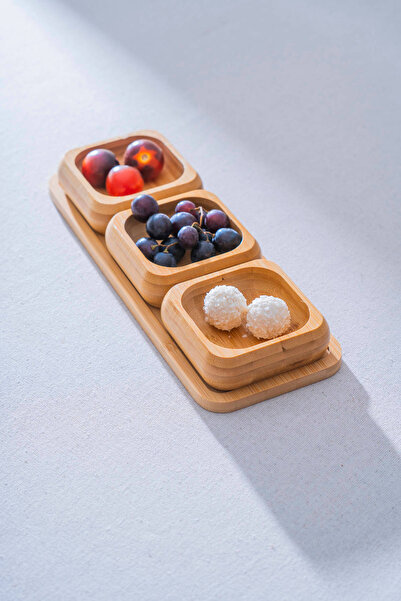 ACAR Set of 3 Presentation Bowls with Bamboo Tray