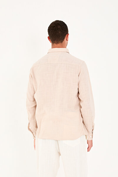 No Way Ανδρικό πουκάμισο Regular Fit 100% βαμβακερό λινό Biem