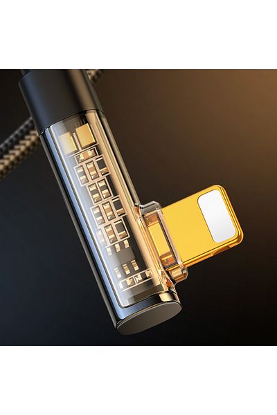 Joyroom Cablu de încărcare și transfer de date iPhone Lightning la USB, unghiular, 2.4A, 1.2m, negru