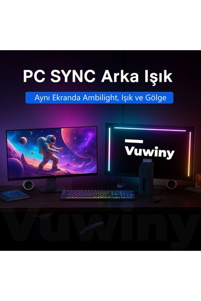Vuwiny Bilgisayar Monitör Görüntüye Duyarlı Sync Neon Ambilight LED Aydınlatm...