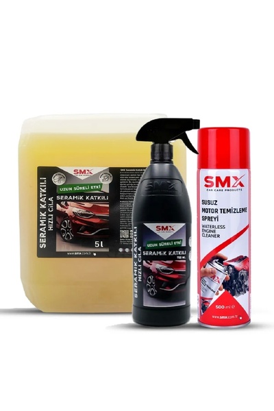 SMX Seramik Katkılı Hızlı Cila 5lt + 750ml + Susuz Motor Temizleme Spreyi