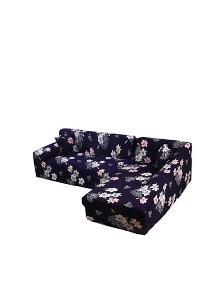 OEM Husă elastică pentru canapea, Comfort, Elastan, 145x185cm/185x230cm, Imprimeu crini, Multicolor