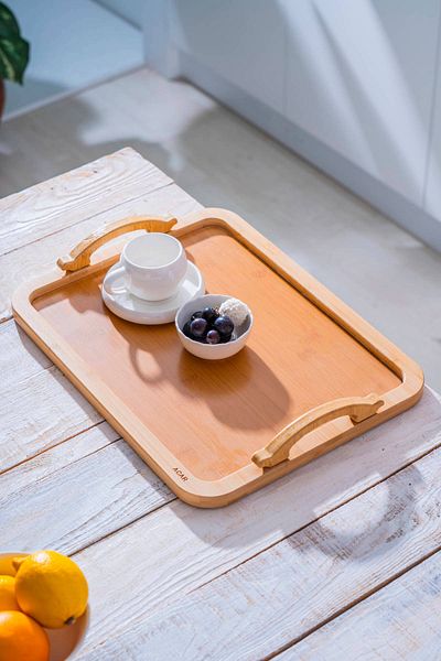 ACAR Bamboo Rectangular Tray - 38.5 cm