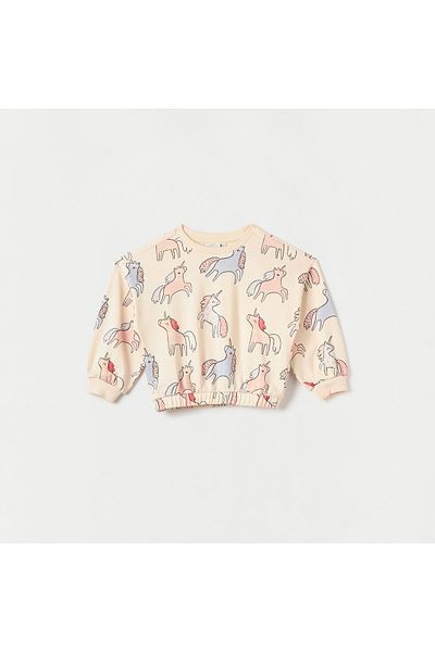 Juniors All-Over Unicorn Print Sweatshirt with Long Sleeves