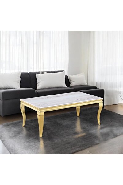 DEC4 Rectangular marble steel table, size 130*70, gold color